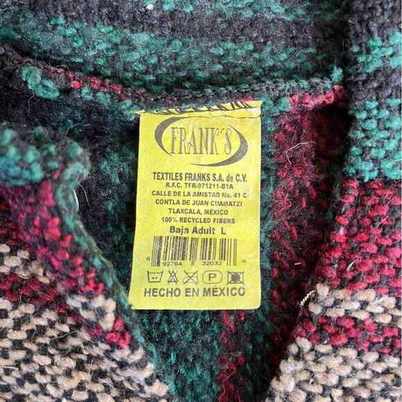 Franks Textiles Mexican Baja Drug Rug Surf Poncho Hoodie Adult Large Unisex - Picture 7 of 12